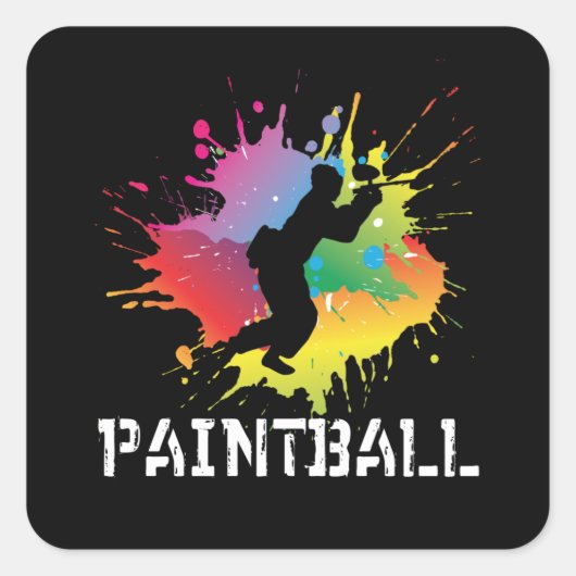 Paintball Splash Paintballer Paintballing Vierkante Sticker (Voorkant)