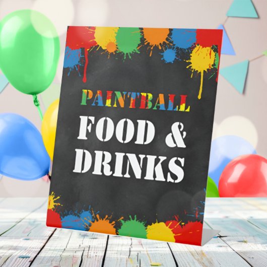 Paintball Splatter Food Verjaardag Jongens Reclamebord Met Voetstuk