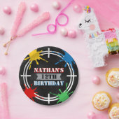 Paintball Splatter Kids Verjaardag Kleurrijk Papieren Bordje (Feest)