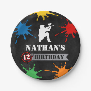 Paintball Splatter Kids Verjaardagsfeest Papier Bo Papieren Bordje