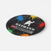 Paintball Splatter Kids Verjaardagsfeest Papier Bo Papieren Bordje (Gekanteld)