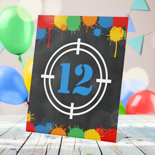 Paintball Splatter Verjaardag Leeftijd Jongens Ped Reclamebord Met Voetstuk