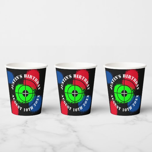 Paintball thema Verjaardagsfeestbekers voor kinder Papieren Bekers (Multi)
