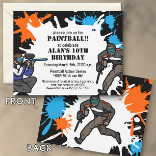 Paintball Thema Verjaardagsfeestje Kind Uitnodigin Kaart