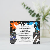 Paintball Thema Verjaardagsfeestje Kind Uitnodigin Kaart (Staand voorkant)