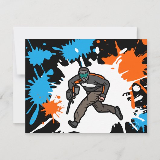 Paintball Thema Verjaardagsfeestje Kind Uitnodigin Kaart (Achterkant)