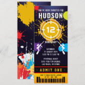 Paintball Ticket Pass Birthday Party Invitation Kaart (Voorkant / Achterkant)