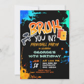 Paintball tiener bruh je in verjaardagsfeestje kaart (Voorkant)