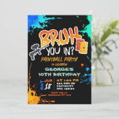 Paintball tiener bruh je in verjaardagsfeestje kaart (Staand voorkant)