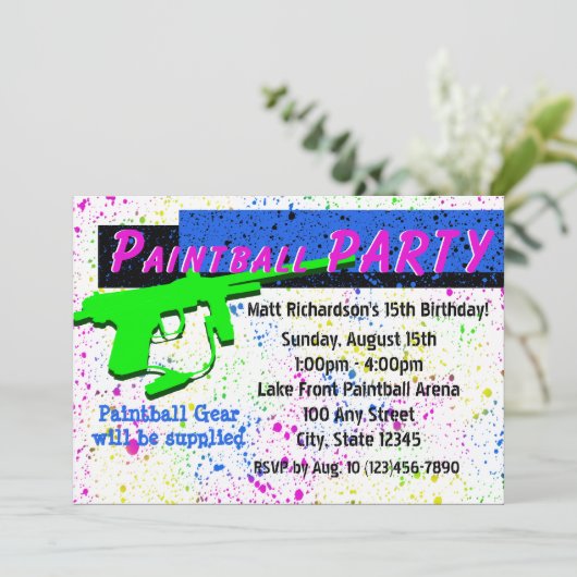 Paintball-uitnodiging Kaart (Staand voorkant)