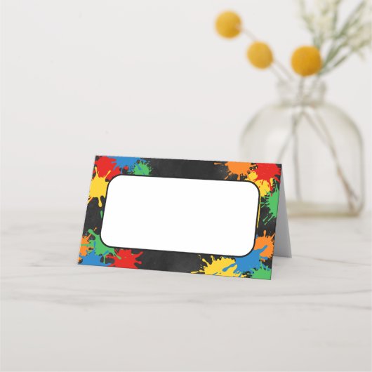 Paintball Verjaardag Jongens Voedsel Gevouwen Plaa Plaatskaartje (Voorkant)