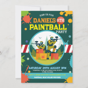 Paintball Verjaardag Nodig Jongens Schilderen Elke Kaart