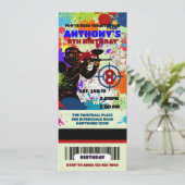 Paintball Verjaardag Ticket uitnodiging, Paintball Kaart (Staand voorkant)