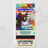 Paintball Verjaardag Ticket uitnodiging, Paintball Kaart (Voorkant)