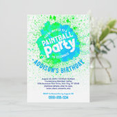 Paintball Verjaardagsfeest Custom Invite - Groen Kaart (Staand voorkant)