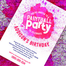 Paintball Verjaardagsfeest Custom Invite - Hot Pin Kaart