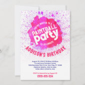Paintball Verjaardagsfeest Custom Invite - Hot Pin Kaart (Voorkant)