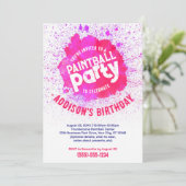 Paintball Verjaardagsfeest Custom Invite - Hot Pin Kaart (Staand voorkant)