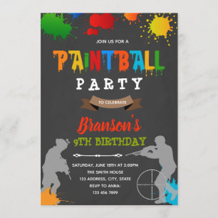 Paintball verjaardagsfeest kaart