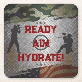 Paintball Verjaardagsfeest Militaire Camo USA Kartonnen Onderzetters