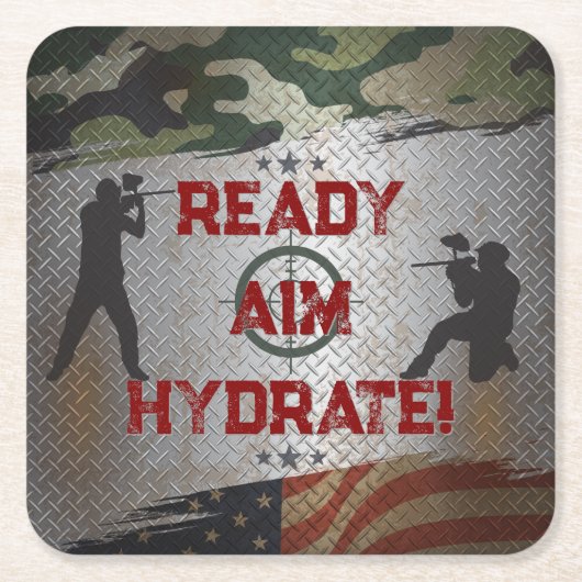 Paintball Verjaardagsfeest Militaire Camo USA Kartonnen Onderzetters (Voorkant)