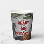Paintball Verjaardagsfeest Militaire Camo USA Papieren Bekers (Achterkant)
