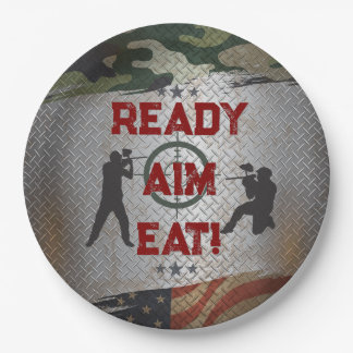 Paintball Verjaardagsfeest Militaire Camo USA Papieren Bordje