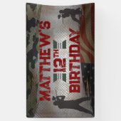 Paintball Verjaardagsfeest Militaire Camo USA Spandoek (Verticaal)