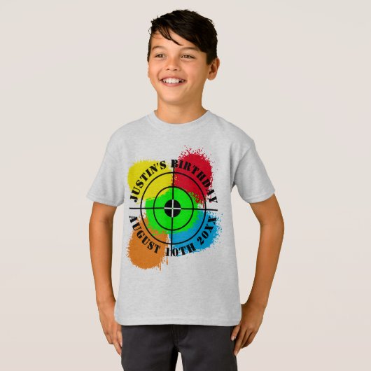 Paintball Verjaardagsfeest t shirten voor kinderen T-shirt (Voorkant volledig)