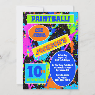 Paintball verjaardagsfeest uitnodiging