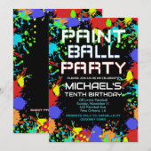 Paintball verjaardagsfeest uitnodiging (Voorkant / Achterkant)