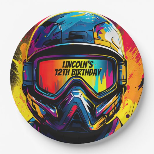 Paintball verjaardagsfeestje gepersonaliseerd papieren bordje (Voorkant)