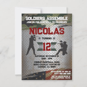 Paintball verjaardagsfeestje militair camouflage V Briefkaart