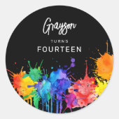 Paintball-verjaardagsfeestje Ronde Sticker (Voorkant)