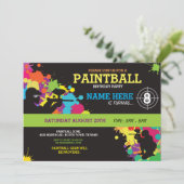 Paintball verjaardagsfeestje uitnodiging Fun Paint (Staand voorkant)