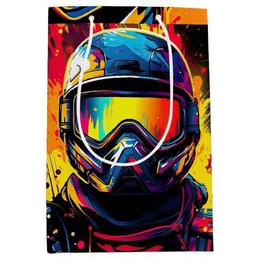 Paintball Verjaardagsfeestje Verf Splat Medium Cadeauzakje (Voorkant)