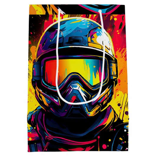 Paintball Verjaardagsfeestje Verf Splat Medium Cadeauzakje (Achterkant)