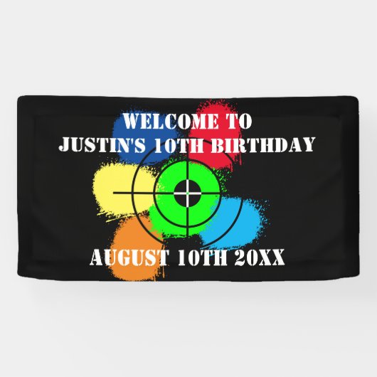 Paintball Verjaardagsfeestje welkomstbanner Spandoek (Horizontaal)