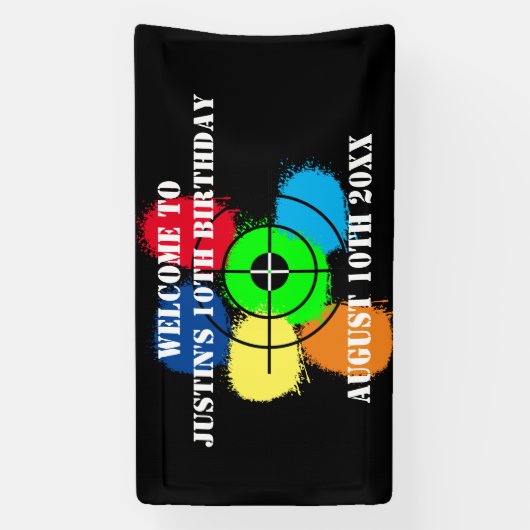 Paintball Verjaardagsfeestje welkomstbanner Spandoek (Verticaal)