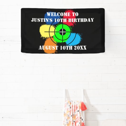 Paintball Verjaardagsfeestje welkomstbanner Spandoek (Insitu)