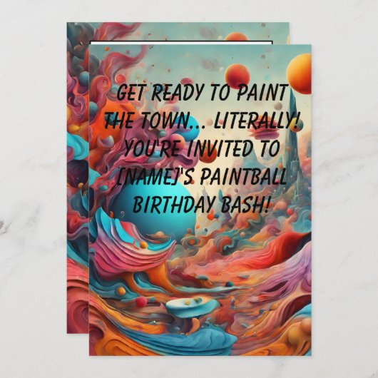 Paintball Verjaardagsfeestuitnodiging Kaart (Voorkant / Achterkant)