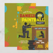 Paintball verjaardagsuitnodiging Jongens Verf alle Kaart (Voorkant / Achterkant)