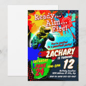 Paintball verjaardagsuitnodiging kaart (Voorkant / Achterkant)