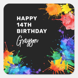 Paintballing Birthday Party Vierkante Sticker