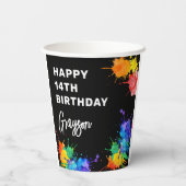 Paintballing foto verjaardagsfeestje papieren bekers (Achterkant)