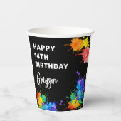 Paintballing foto verjaardagsfeestje papieren bekers (Voorkant)