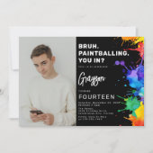 Paintballing foto verjaardagsfeestje uitnodiging (Voorkant)