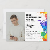 Paintballing foto verjaardagsfeestje uitnodiging (Voorkant)