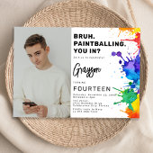 Paintballing foto verjaardagsfeestje uitnodiging