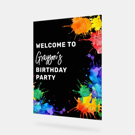 Paintballing Verjaardagsfeest Welkom Acryl Bord (Hoek)